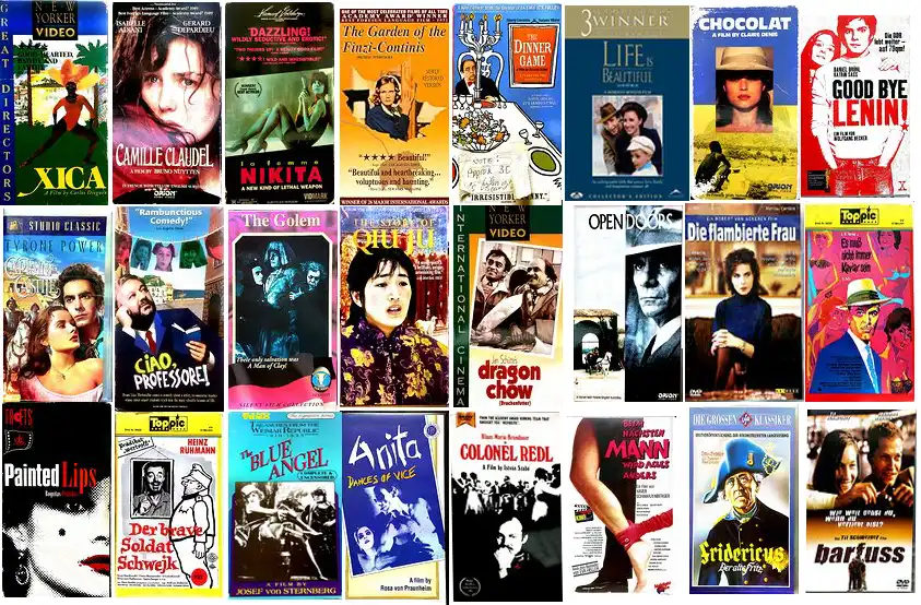 A collage of movies that are offered by the Language Resource Center