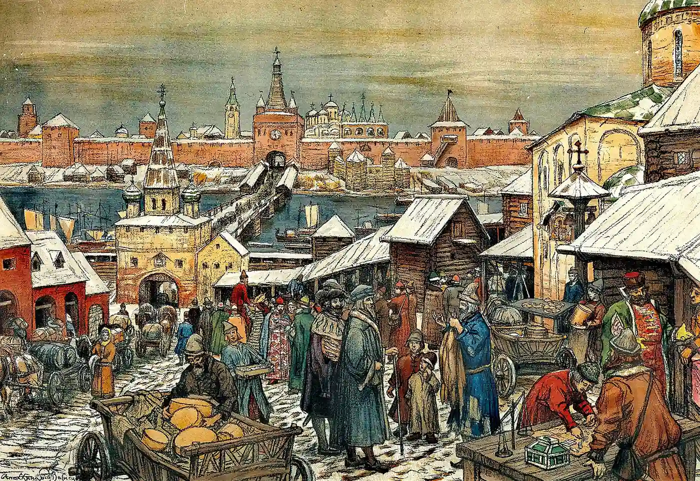 A painting of Novgorod Marketplace